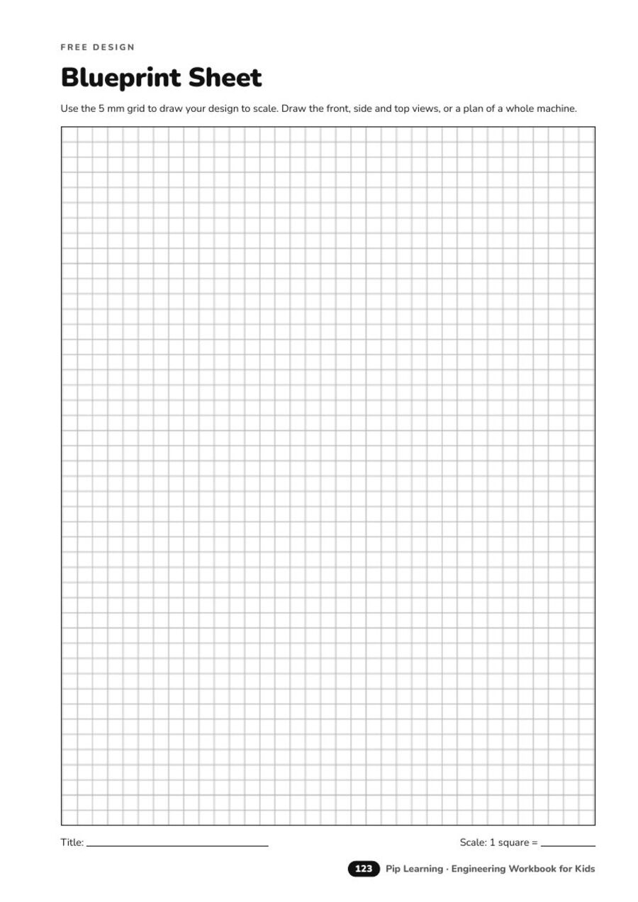 Blueprint sheet with grid for free design