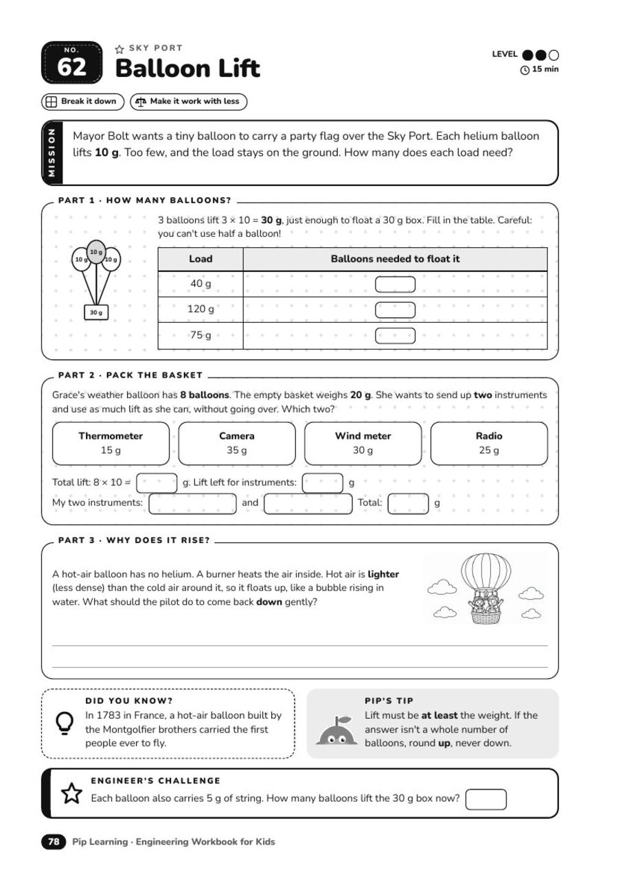 Balloon Lift activity page